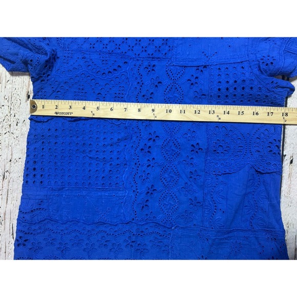 Sundance Women's Nova Dreamer Eyelet Top Bright Blue Cotton Boho Size Small - Picture 5 of 7